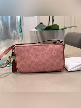 Coach Plaza Bag 18 In Signature Canvas Brass Melon Pink CCD38 Wristlet
